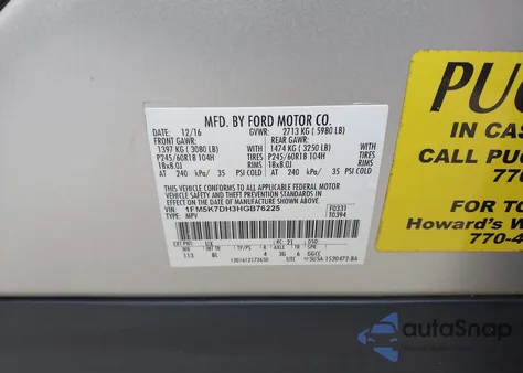 2017 Ford Explorer Xlt from USA, damaged, VIN 1FM5K7DH3HGB76225